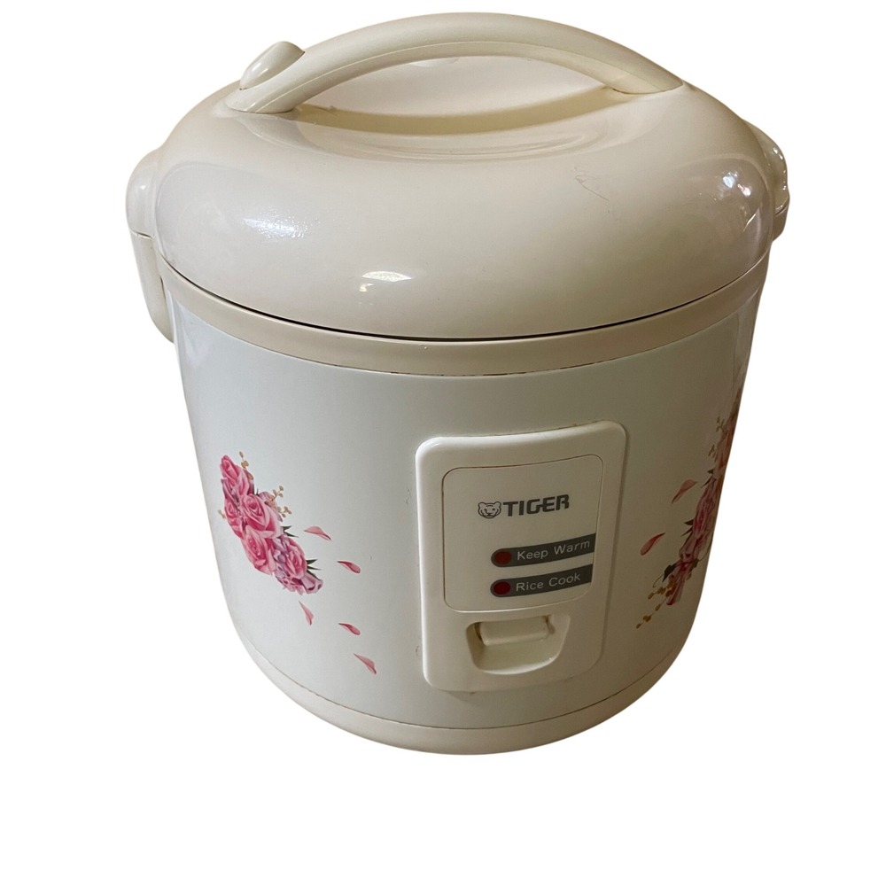 Tiger Rice Cooker Warmer JAZ-A18U 10 Cup Rose Bouquet Floral White‎ with Steamer